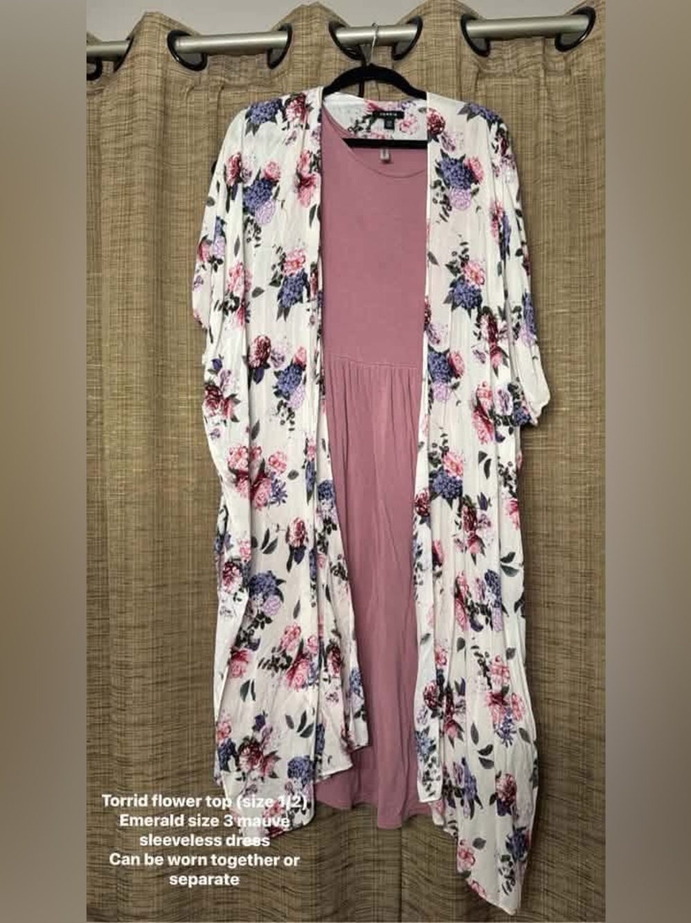 torrid White Floral Duster with Mauve Dress